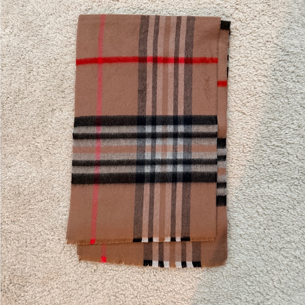 Plaid Tan and Red Scarf